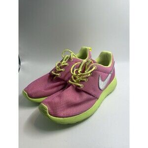 Nike Roshe Run Kids Running Shoes Size 6Y, Pink and Lime Color